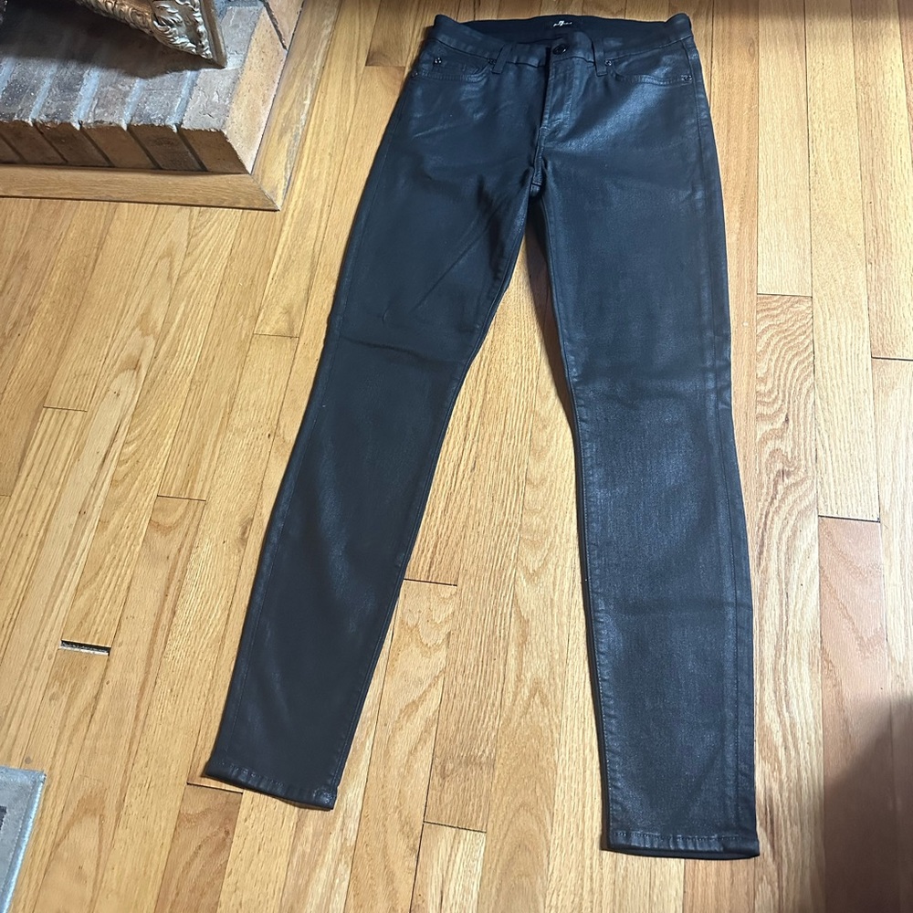 7 Jeans Black Painted Skinny Jeans Size 28
